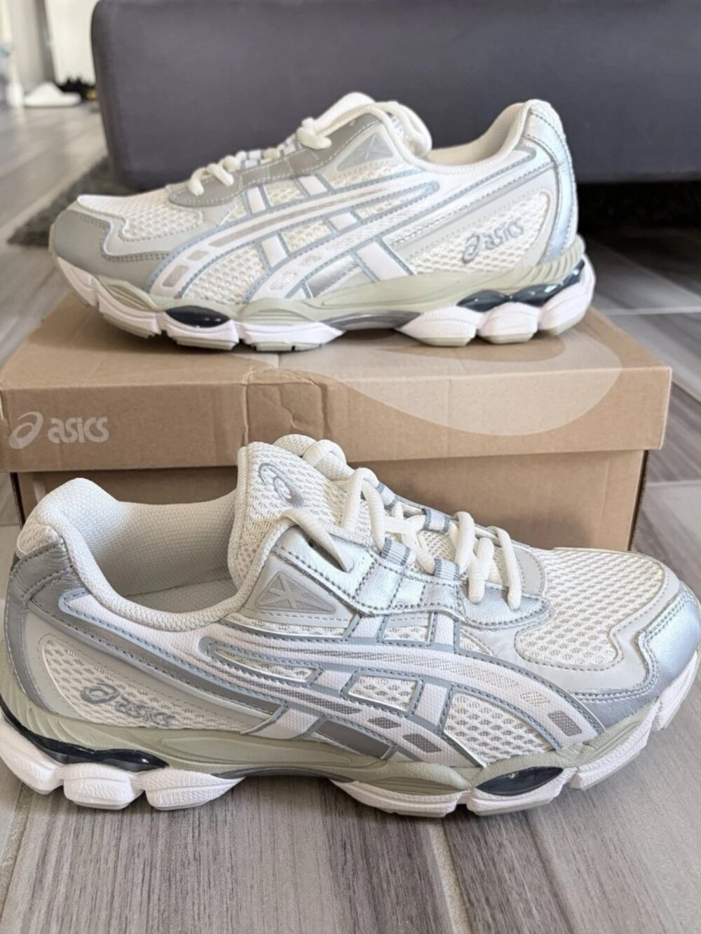Women's ASICS GEL-NYC 2055 Shoes - Cream Dolphin Grey 1203A542 107